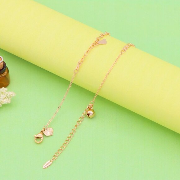 "Rose Gold Anklet with Star, Butterfly & Bell Charms, XPAL1051 - Picture 4 of 14